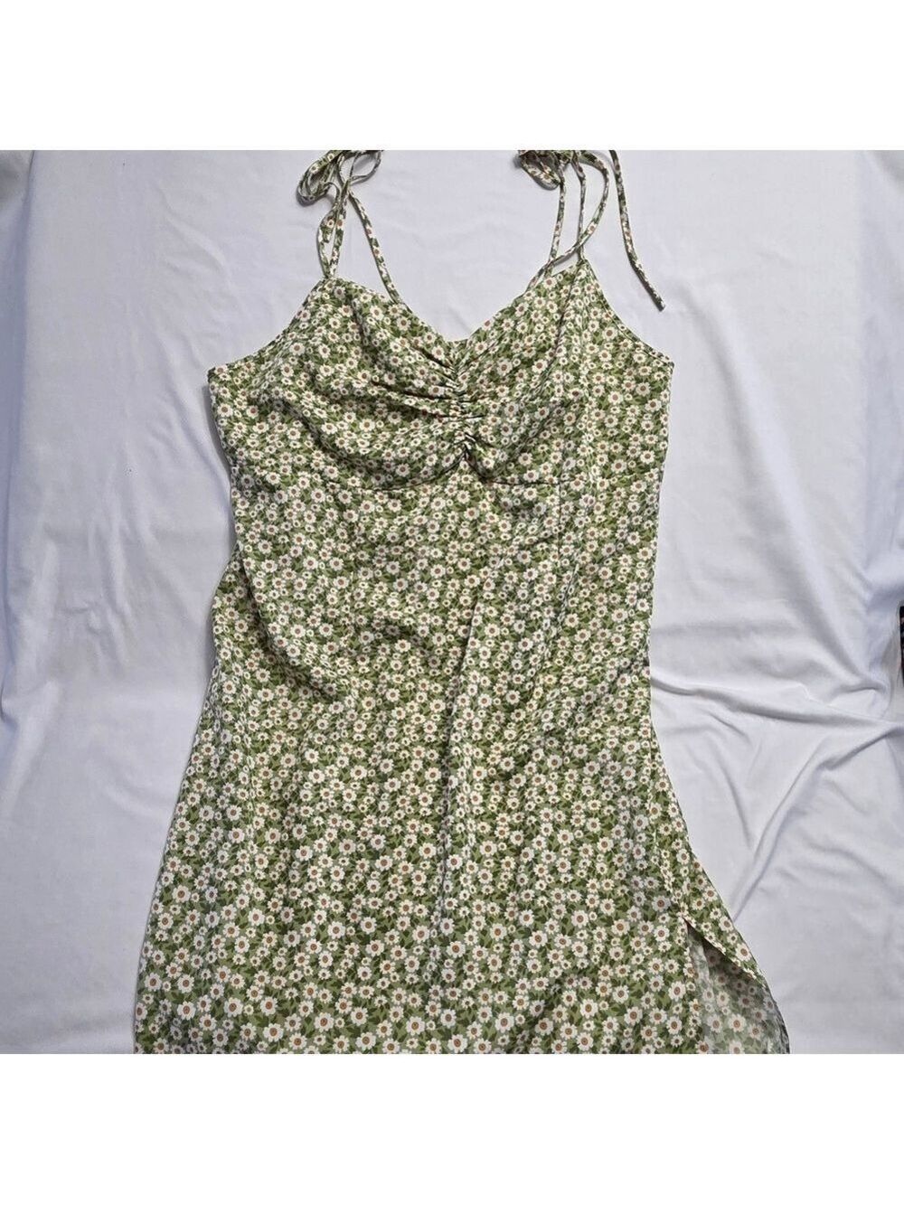 Midi Dress Green Floral Daisy Plus Size 3XL